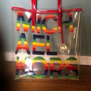 Clear Micheal Kors north/south rainbow large tote